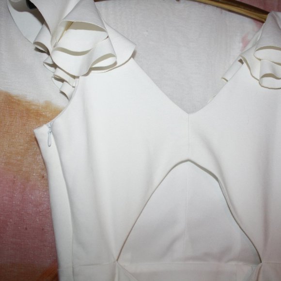 Express White Sheath Dress Ruffled Sleeveless V Neck NWT 🌵Small - Picture 4 of 9